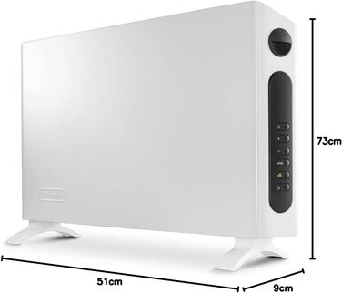 Конвекторний обігрівач De&39Longhi HSX Slim Style HSX4320E - Тепловентиляторний обігрівач з 3 режимами нагріву для швидкого нагрівання, цифровий термостат для контролю температури, 24-годинний таймер, ручки для перенесення, функція захисту від замерзання,