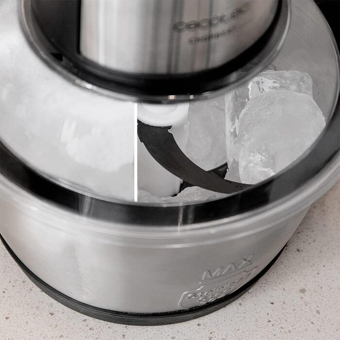 Електрична м'ясорубка для м'яса та овочів. 600 Вт, 4 чорні титанові леза, чаша з нержавіючої сталі об'ємом 1,5 л та 2 швидкості (4