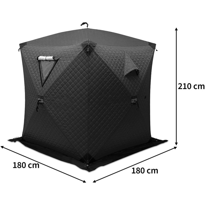 Намет для кемпінгу/сауни для 1-2 осіб, водонепроникний, 180 x 180 x 210 см, GI92, чорний