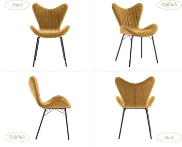 Обідні стільці, комплект з 4 шт. , м&39які кухонні стільці, обідні стільці, крісла зі стьобаними шенілловими спинками, для їдальні, вітальні, спальні та вітальні, жовті.