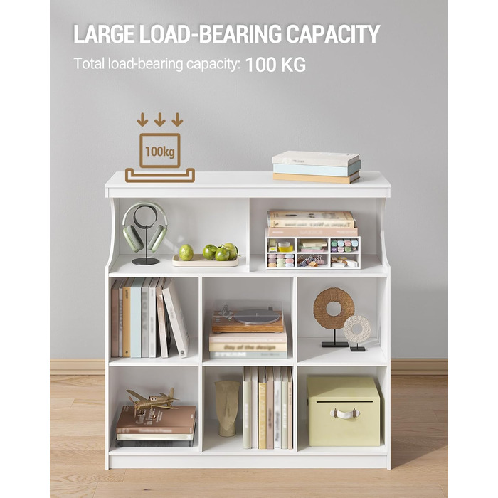 Книжкова полиця Hzuaneri, 8-полицьова книжкова шафа, полиця для зберігання, офісна полиця, окремостояча полиця для спальні, вітальні, кабінету та офісу 30 x 100 x 100 см, біла BC33203X