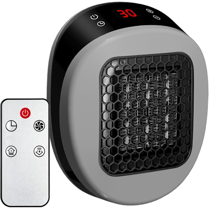 Портативний міні-обігрівач із точним контролем температури (15-32C), захистом від перегріву та перекидання Тихий та енергозберігаючий для домашнього офісу, сірий колір для спальні