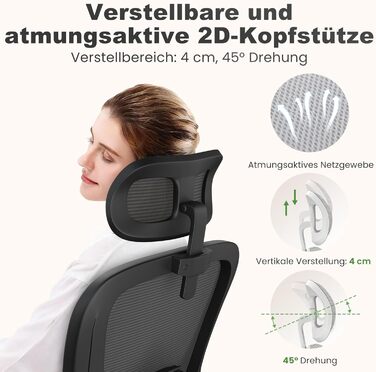 Ергономічне офісне крісло rattantree, сітка, чорний