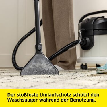 Миючий пилосос Krcher SE 4 (гнучкий шланг 2-в-1), радіус дії 8 м, 1000 Вт, бак для чистої/брудної води 4 л, 1.081-150.0, білий Whi