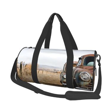 Спортивна сумка-мішок для подорожей з принтом Антик Авто, чорна, універсальний розмір, дорожня сумка