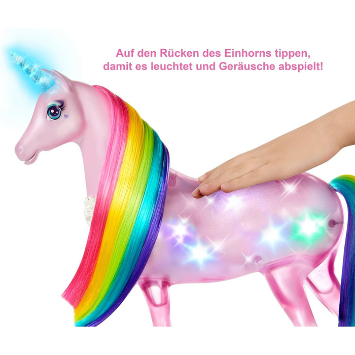 З 25 світлом і звуком, включаючи ляльку Барбі та Єдинорога, подарунок для дітей, іграшку від 3 років, GWM78