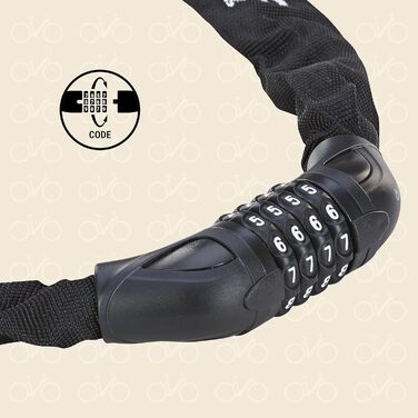 Замок велосипедний Prophete з кодовим замком, 90 см, Ø 6 мм, 4-значний код, текстильне покриття для захисту від подряпин надійний чорний замок універсального розміру