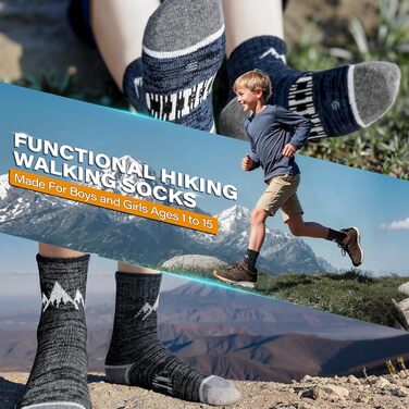 Дитячі шкарпетки з мериносової вовни для походів, хлопчики та дівчатка, малюки, теплі зимові товсті м&39які шкарпетки для снігу та лижного спорту, панчохи, сірий колір, змішаний колір, 29-34