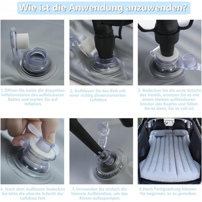 Надувний матрац для автомобіля, матрац для багажника автомобіля Model Y, позашляховика, автофургона, мінівена, кемпінгового матраца, надувний матрац 195x130, складне надувне ліжко для подорожей (сірий)