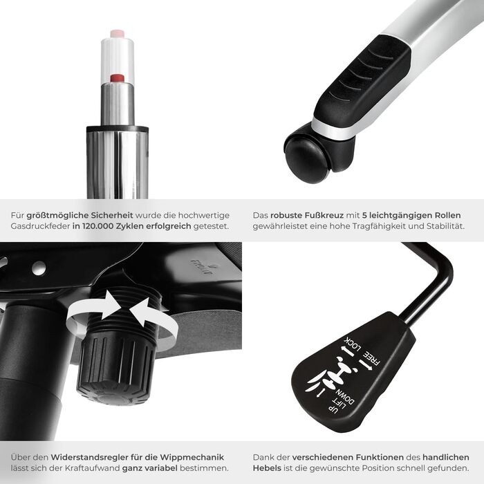 Крісло керівника tectake, офісне крісло з підкладкою 12 см, робоче крісло з підлокітниками та функцією гойдання, ергономічне офісне крісло, регульоване по висоті, ПК-крісло, обертове крісло з колесами, під шкіру - чорне