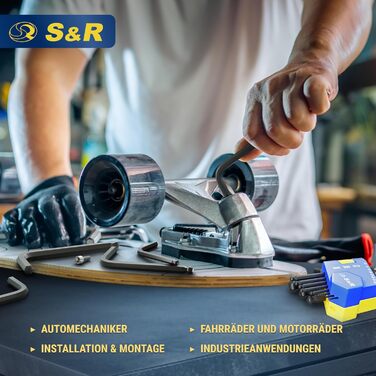 Набір шестигранних ключів S&R HX 13 предметів, L-подібний ключ із кульковою головкою, метрика від 1,27 до 10 мм, загартована сталь Cr-V, стійка до іржі, коротка, тримач шестигранного ключа, компактний велосипедний набір інструментів