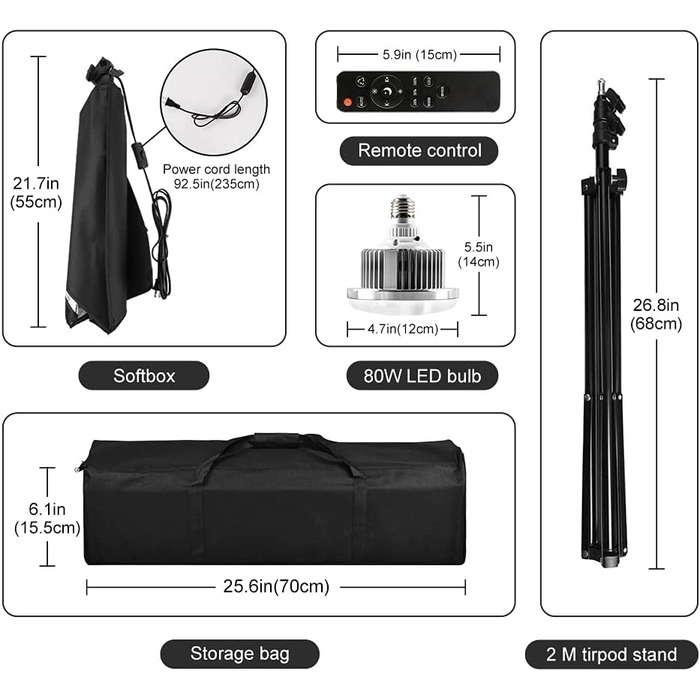Комплект освітлення Softbox, професійне студійне безперервне обладнання зі штативом 2M light, потрійна світлодіодна лампа 3200-5500K з пультом дистанційного керування для фотостудійної портретної зйомки, відеозйомки