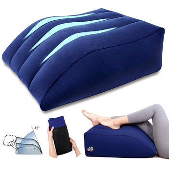 Подушка для підняття ніг, надувна подушка для підтримки ніг клиноподібна подушка для сну, вагітності та післяопераційного відновлення, подушка для підняття ніг для зняття тиску на ноги та покращення кровообігу (синя)