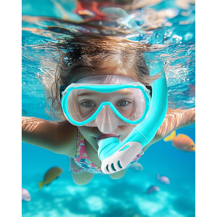 Дитячий комплект для підводного плавання OutdoorMaster Marlin, маска для дайвінгу з регульованим ремінцем та сухим верхом, маска для підводного плавання з захистом від запотівання, дитячі окуляри для плавання для хлопчиків та дівчаток, вік 4-14 років, син