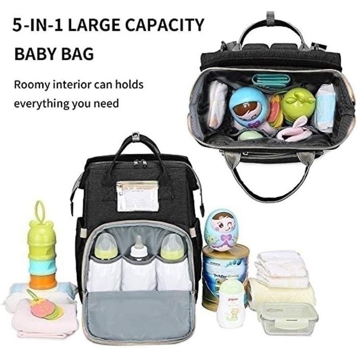 Портативний пеленальний мішок, багатофункціональний пеленальний рюкзак 4-в-1, дитячий дорожній рюкзак для дитячого ліжечка, складн
