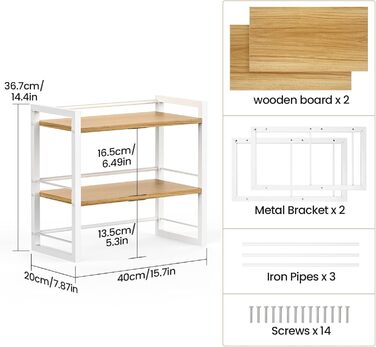 Дерев&39яний органайзер для полиць THYGIFTREE, полиця для зберігання речей на столі, книжкова полиця, полиця для робочого столу та комод (білий)