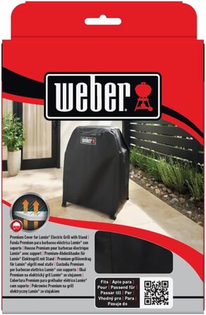 Захисний чохол Weber Premium для гриля Lumin на підставці, повітропроникний, стійкий до УФ-випромінювання та вологи, захист від вітру та негоди, з застібкою-липучкою чорний (3401289)