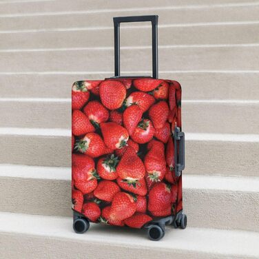 Чохол для валізи Полуничний сад з еластичної тканини, захисний від подряпин та пилу, чорний, розмір 95