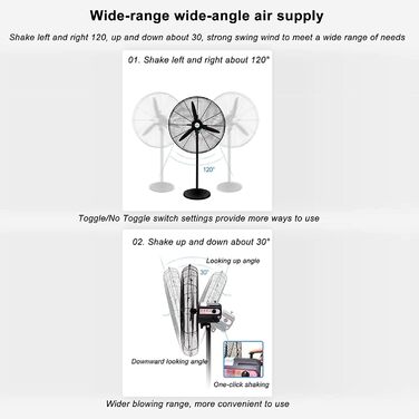 Портативний туманний вентилятор, холодний туманний вентилятор, промисловий вентилятор на пєдесталі, 28"/32" з автономним резервуаром, 3 швидкості, одна кнопка, коливається на 120 градусів