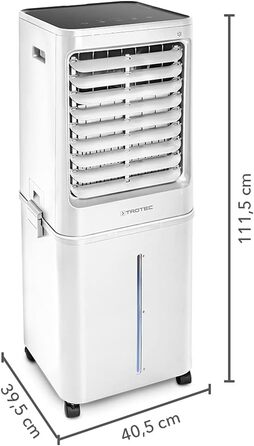 Мобільний повітроохолоджувач TROTEC Aircooler PAE 81, повітроохолоджувач 4 в 1, зволожувач, очищувач повітря та вентилятор, бак 60 л, продуктивність випаровування 2,8 л/год, 4 швидкості вентилятора, таймер, нічний режим