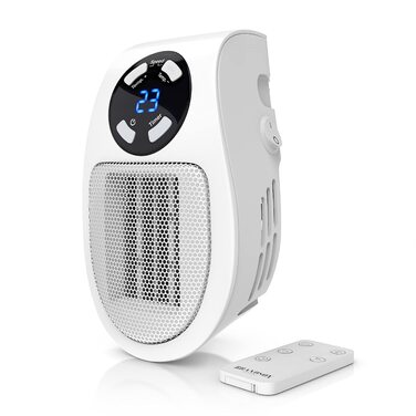 Підключається до мережі вентилятор-обігрівач з пультом дистанційного керування - Міні-керамічний обігрівач з термостатом - Контроль температури та захист від перегріву - Підключається до мережі вентилятор-обігрівач - Ванна кімната/Спальня - Енергозбережен