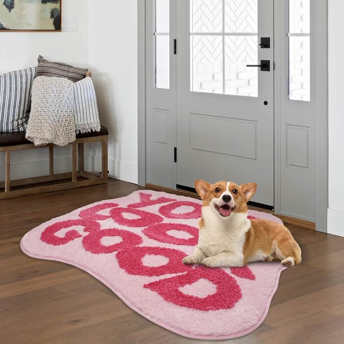 Килимок для ванної HARY, рожевий, 50 x 80 см, килимок для ванної You Look Good, барвистий, асиметричний килимок для ванної кімнати, килимок для ванної, нековзний килимок для душу, рожевий килимок з дофаміновим декором, роздягнися