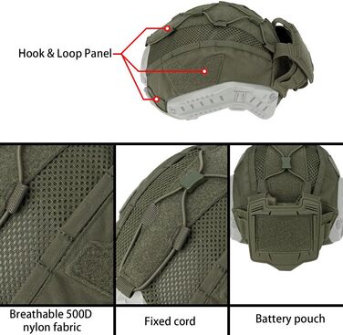 Сумка для тактичного шолома IDOGEAR House з кишенею для батареї, противага для шолома NVG, розмір Fast, M/L/XL, аксесуар для шолома, M, зелений Ranger