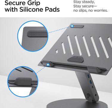 В-1 Підставка для ноутбука з док-станцією (в комплекті кабель USB-C USB-C). Ергономічна, з портами USB-A/C та HDMI 4K 60Hz для MacBook, iPad Pro, Air, Neo A16, M2, M3, M4, M5 та ноутбуків до 15,6, 6-