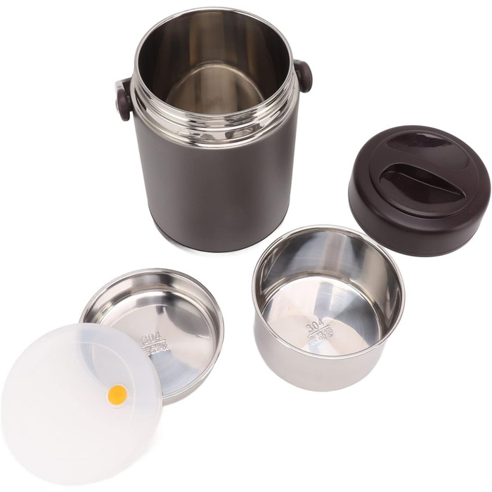 Ізольований харчовий контейнер з нержавіючої сталі, великої місткості, герметичний вакуумний контейнер для ділових поїздок, пікніків, 2 л, темно-сірий