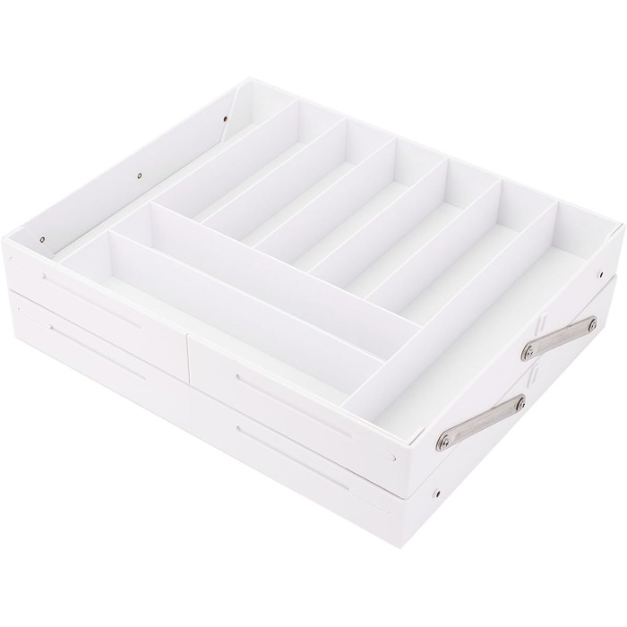 Органайзер для шухляд, складний, стильний, компактний, розширюваний органайзер для столу на кухні та туалетному столику, виготовлений з високоякісного пластику (білого кольору)
