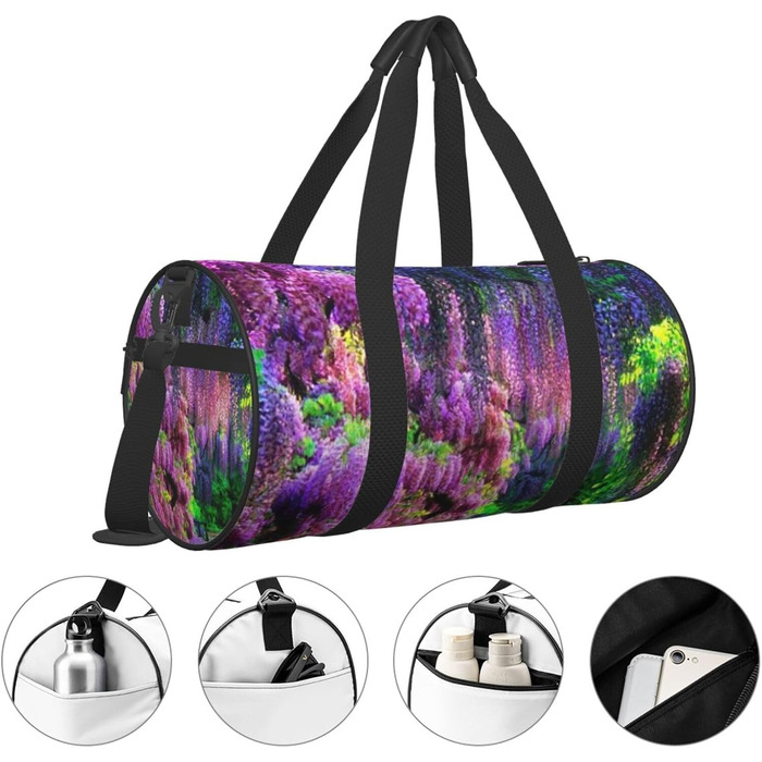 Спортивна сумка, дорожня сумка, стильний принт, сумка для подорожей та на ніч, чорна, універсальний розмір