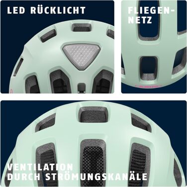 Велосипедний шолом ABUS Youn-I 2.0 - з підсвічуванням для дітей, підлітків та молоді - для дівчаток та хлопчиків M (52-57 см) Mint