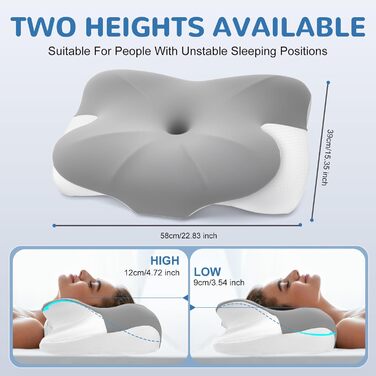 Ортопедична подушка для шиї JOVIAL, подушка з піни з ефектом пам&39яті, ергономічна подушка для підтримки шиї для сну на боці, спині та животі, м&39яка та утримуюча форму подушка для сну на боці
