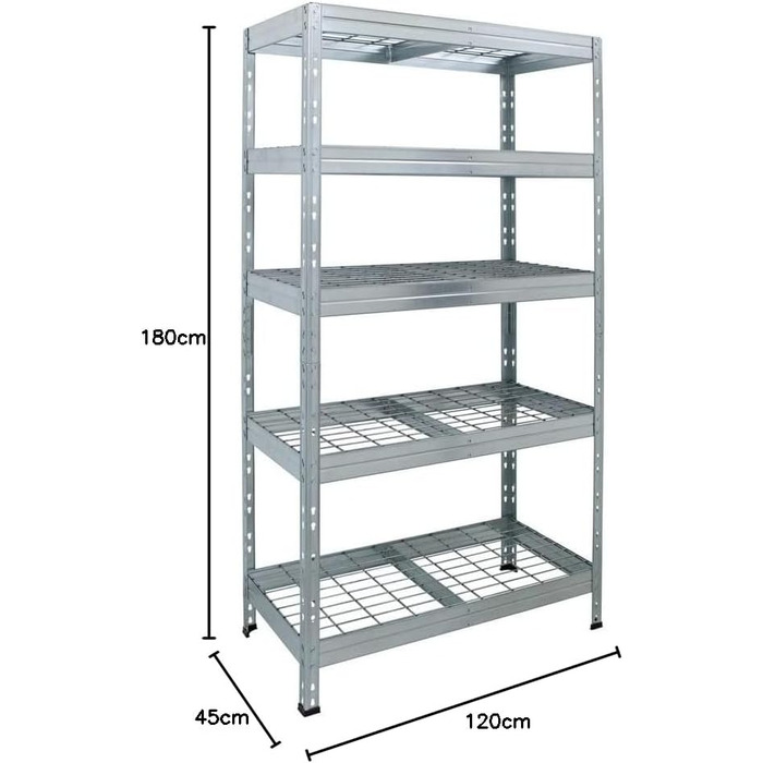 Вуличний стелаж із широким прольотом та 4 полицями з дротяної сітки Вантажопідйомність полиць 300 кг Сертифіковано TV ВxШxГ 1800 x 1200 x 450 мм Стелаж для зберігання Міцний стелаж Металевий стелаж