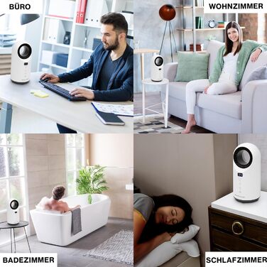 Керамічний нагрівач та настільний вентилятор ProfiCare 2-в-1 Регульований від 15 до 35 C Охолодження Вентилятор Керамічний нагрівальний елемент PTC Міцний вентилятор та нагрівач Пульт дистанційного керування в комплекті PC-HL 3086