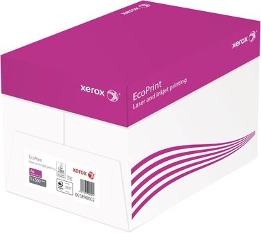 Копіювальний папір Xerox EcoPrint, 75 г/м, A4, білий, без деревної маси ECF - 1 коробка, 5 упаковок, 2500 аркушів