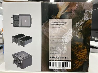 Двокамерна фритюрниця iceagle 11 л - XXL фритюрниця з 2 відділеннями Двозонна фритюрниця, 6 функцій приготування, сенсорний екран, книга рецептів, здорові страви для великої родини Подвійний кошик 11 л