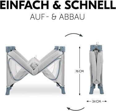 Дитяче дорожнє ліжечко з сумкою для перенесення - Великий отвір для гри - Компактно складається - Дитяче дорожнє ліжечко для малюків від народження до 15 кг Dream N Play Plus Dusty Blue