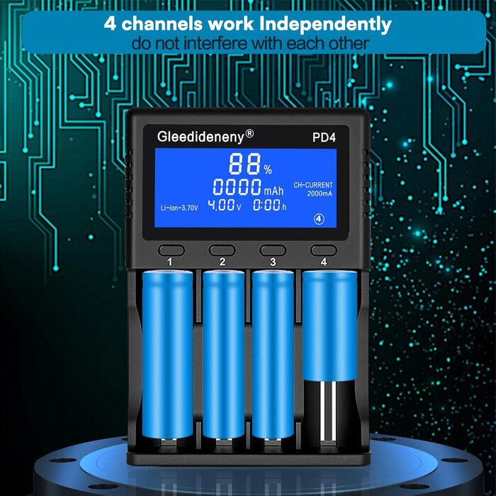 Зарядний пристрій для акумуляторів 18650, універсальний зарядний пристрій, РК-дисплей для акумуляторних батарей 3.7V, 3.8V, 3.2V, 26650, 20700, 18650, 18350, 17670, 17500, 16340 (RCR123), 14500, 1.2V, AA AAA SC C