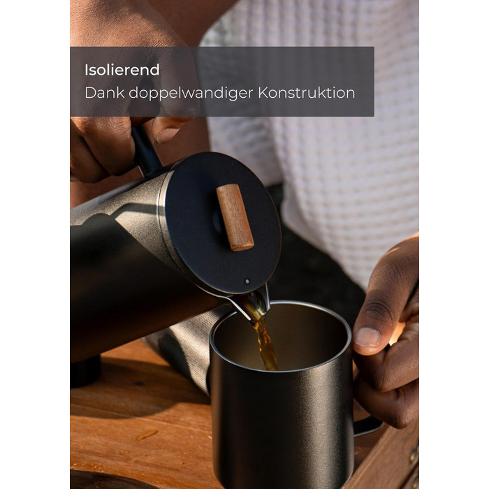 Термокружка LAMBDA COFFEE з нержавіючої сталі 2x360 мл з ручкою Двостінна ізольована кавова кружка Набір кухлів для кемпінгу та використання на природі Термокружка для кави (зелена) Мохово-зелена