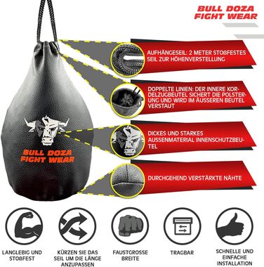 Реакційний мішок для ухилення - Ширина кулака - 1 кг у наповненому стані - 2-метрова мотузка для підвішування в комплекті - Боксер