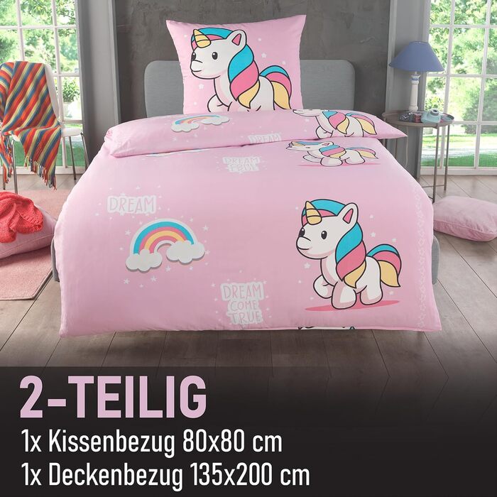Високоякісна постільна білизна з єдинорога 135x200 для дівчаток Єдиноріг підковдра з мікрофібри Лілль поні діти постільна білизна