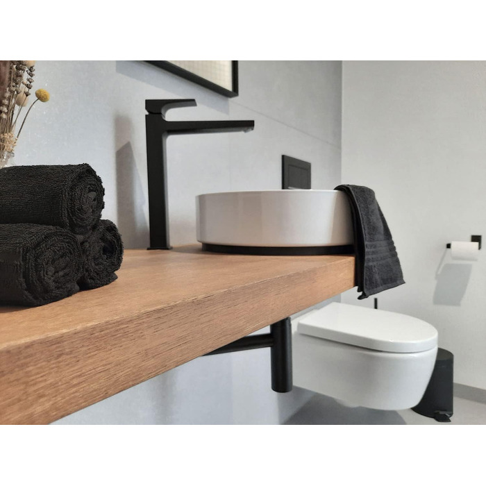 Набір ZOLLNER з 6 гостьових рушників розміром 40x60 см - сильно поглинаючі гостьові рушники чорного кольору - з практичною вішалко