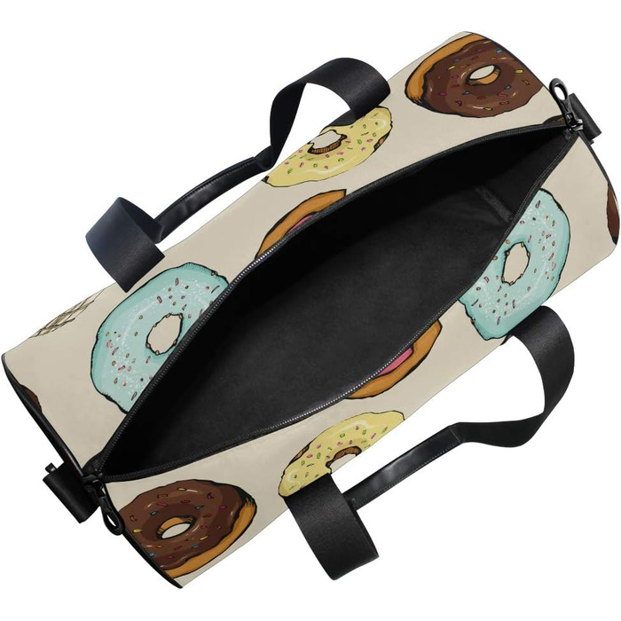 Солодкі строкаті пончики, коричнева спортивна сумка з парусини, дорожня сумка, сумка на вихідні, сумка для чоловіків та жінок, для спорту та подорожей