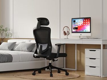 Ергономічне офісне крісло з регульованою поперековою опорою, 2D підголівником та підлокітниками, ергономічне офісне крісло з функцією нахилу 120, обертове крісло, офісні крісла 150 кг, чорні нейлонові колеса