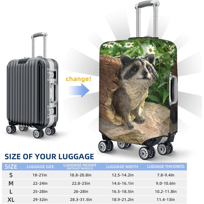 Чохол для валізи Єнот, еластичний захисний чохол від подряпин та пилу, чорний, розмір 90