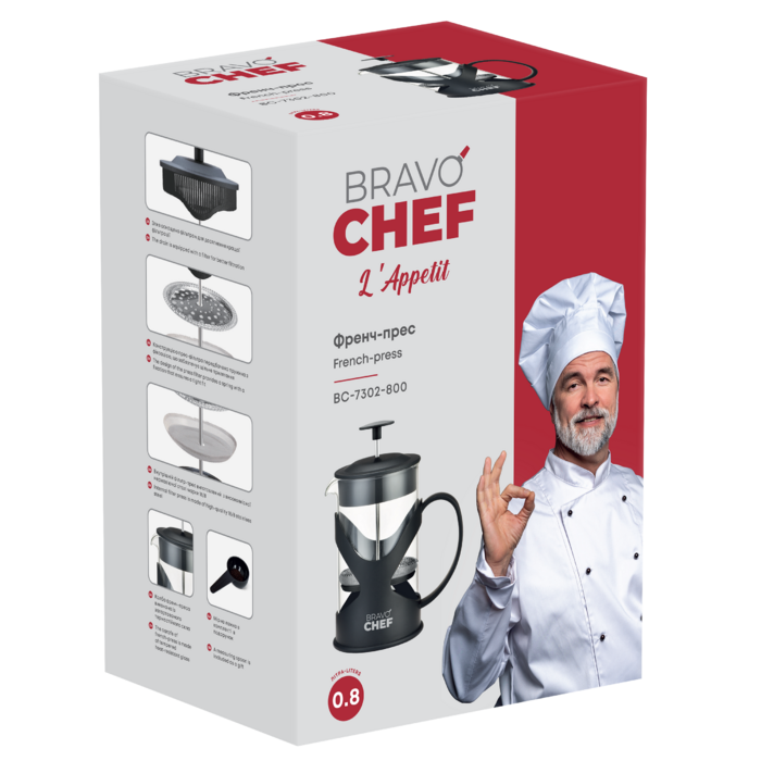 Френч-прес Bravo Chef L'Appetit, 0.8 л  (6908249)
