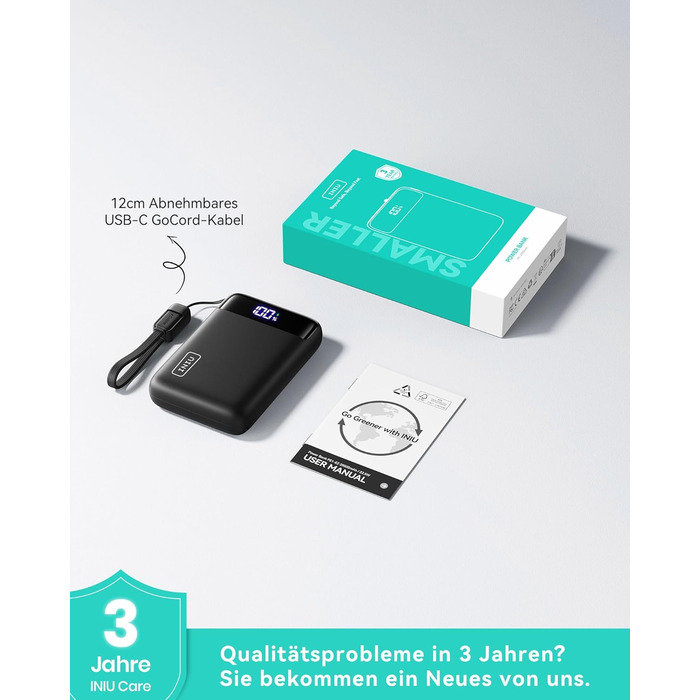 Ультракомпактний портативний зарядний пристрій ємністю 20000 мАг 22,5 Вт із швидкою зарядкою, зовнішні акумулятори для мобільних телефонів з входом та виходом USB-C, маленький, але потужний акумулятор для iPhone 17 16 15 Pro, Samsung S25 S24, iPad, подоро