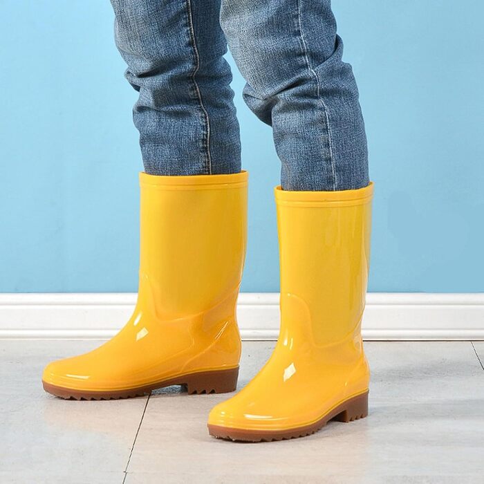 Чоловічі гумові чоботи з високим, середнім та коротким верхом, нековзні робочі чоботи з ПВХ з м&39якою підошвою, жовто-білі гумові чоботи Yellow 1 32 EU