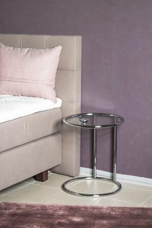 Журнальний столик HAKU Furniture, хром, метал, безпечне скло - Розміри В 55 см x Ø 45 см, Стиль Сучасний В 55 см x Ø 45 см Хром